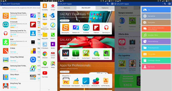 Interfaz  de Galaxy Apps
