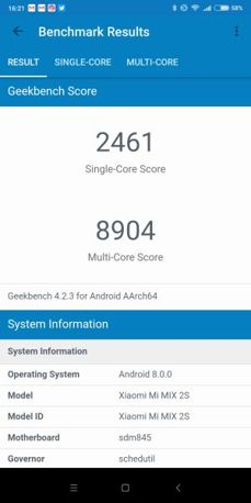 Benchmarks results