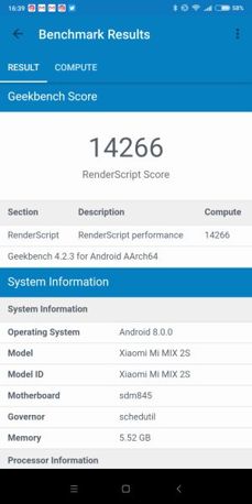 Benchmarks results